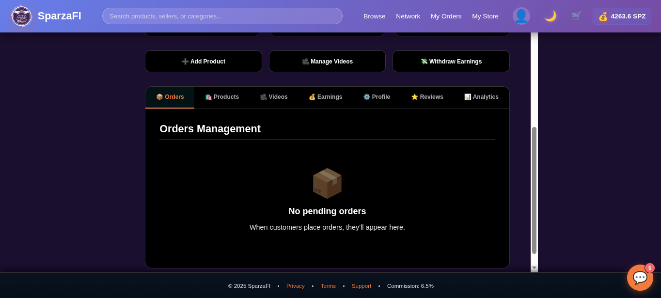 SparzaFi Platform Screenshot 17